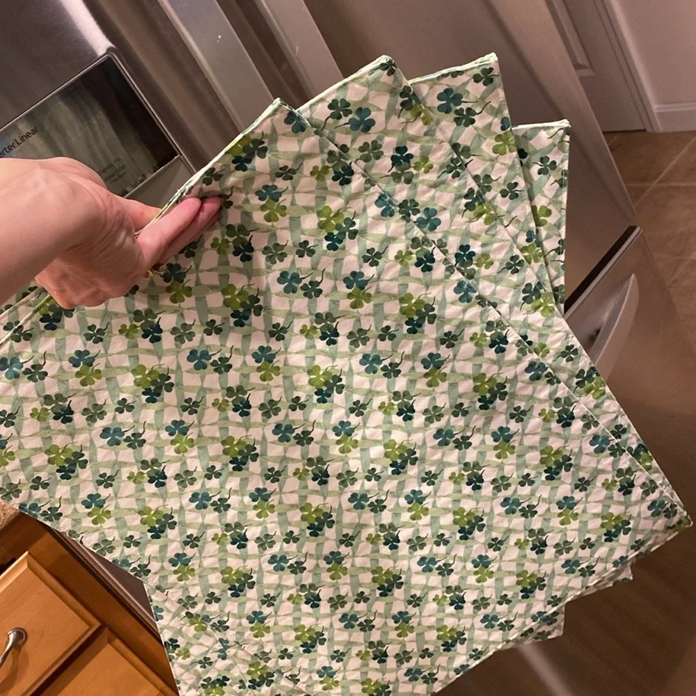 Longaberger 4 Fabric Shamrock Placemats Used Lots of Luck